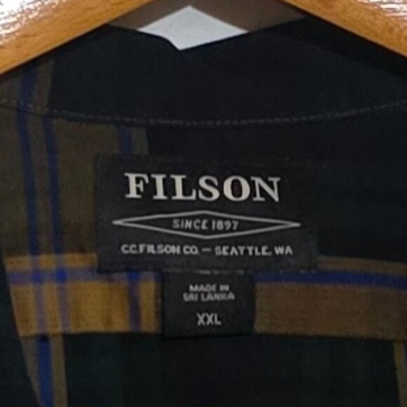 Filson Men's Rustic SS Camp Shirt - Gold Tan Navy -Sz XXL* - Picture 3 of 4